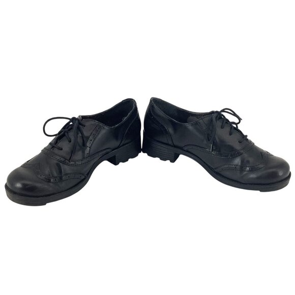 VTG Y2K Mudd Wingtip Shoes Size 9.5 Black Chunky Oxford Academia School Clueless - Picture 6 of 10